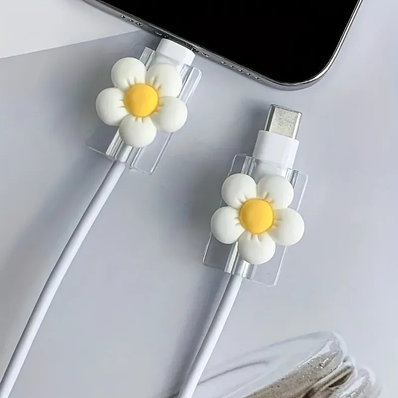 Cartoon Flower Cable Protectors – 2-Pack for iPhone Charger