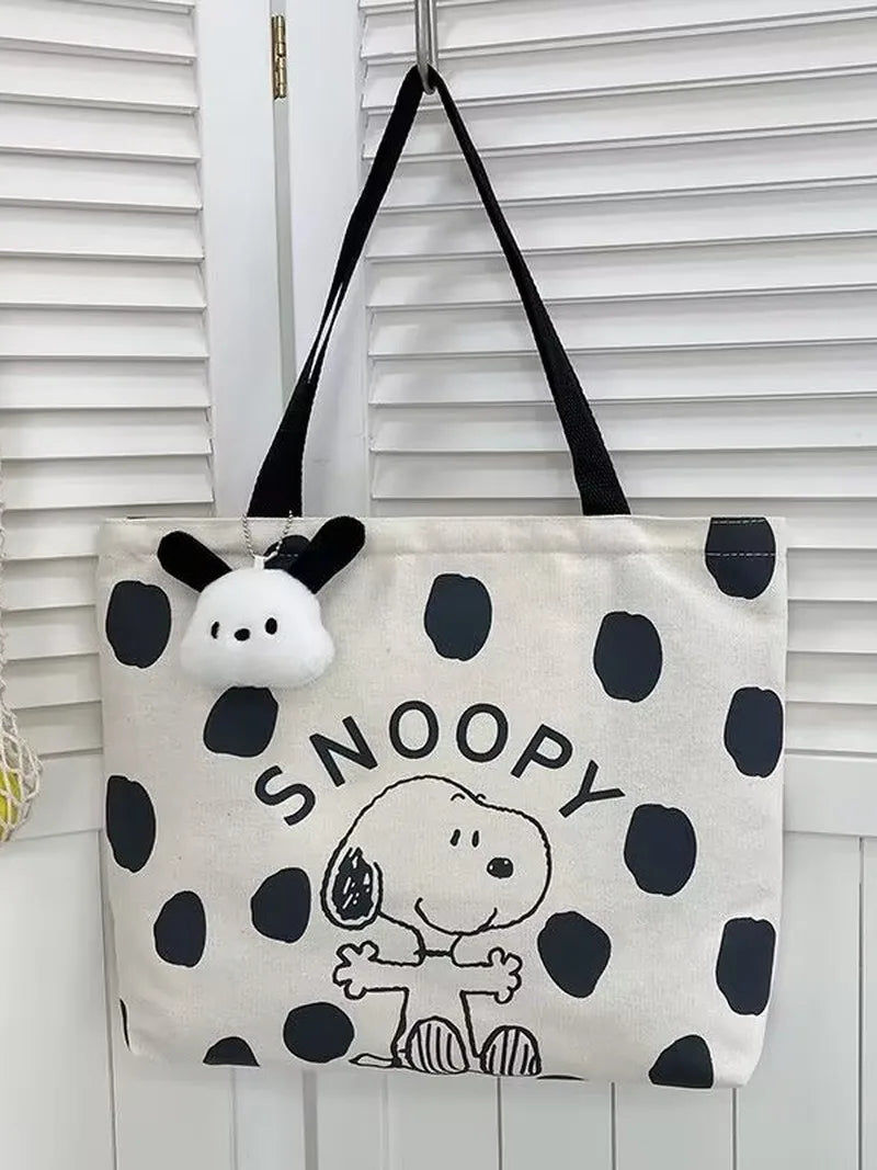 Snoopy Zipper Canvas Shoulder Bag – Large Capacity