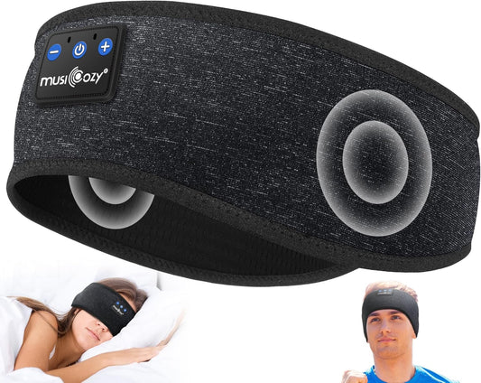 Sleep Headphones Bluetooth 5.4 Headband, Wireless Earphones Music Sleep Earbuds Sleeping Eye Mask with HD Stereo Speakers for Workout Running Travel Yoga, Ideal Gifts (Black)