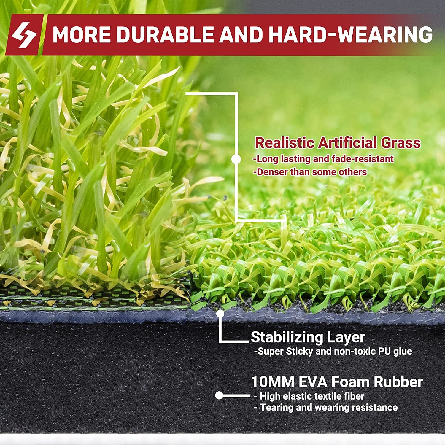 Foldable Golf Hitting Mat, Portable Golf Practice Grass Mat for Indoor/Outdoor, Anti-Deformation