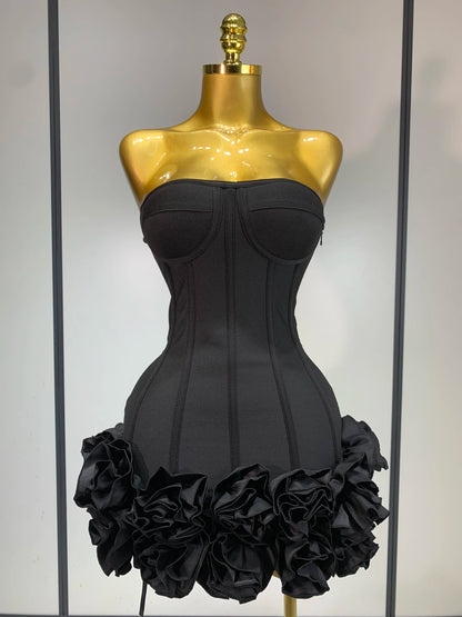 Floral Strapless 2-Piece Bodycon Mini Bandage Dress