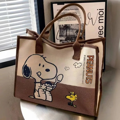Snoopy & Woodstock Canvas Tote Bag – Large Capacity