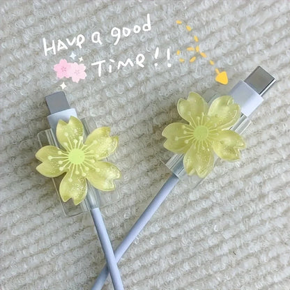 Cartoon Flower Cable Protectors – 2-Pack for iPhone Charger