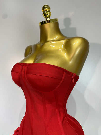Floral Strapless 2-Piece Bodycon Mini Bandage Dress