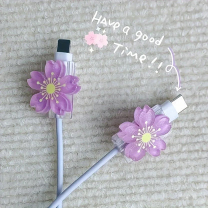 Cartoon Flower Cable Protectors – 2-Pack for iPhone Charger