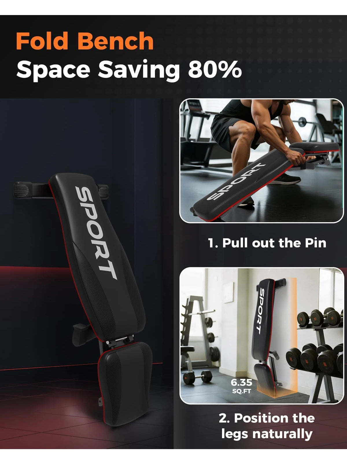 Foldable Incline Weight Bench – 5-Position Home Gym