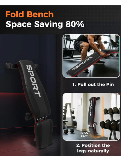 Foldable Incline Weight Bench – 5-Position Home Gym