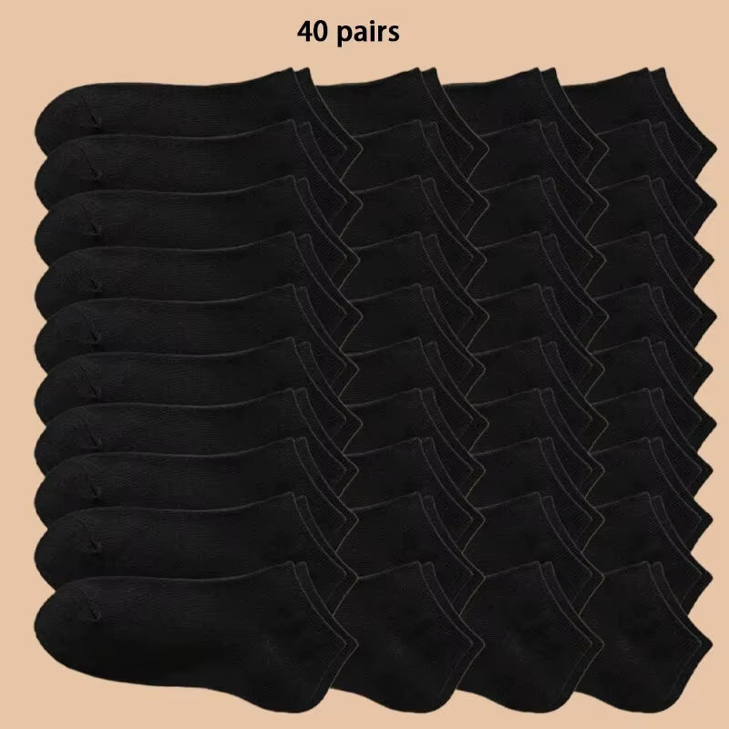 10/20/40 Pairs of Solid Color Socks, Soft and Lightweight Ankle Socks, Casual Boat Socks, Low Cut Ankle Socks