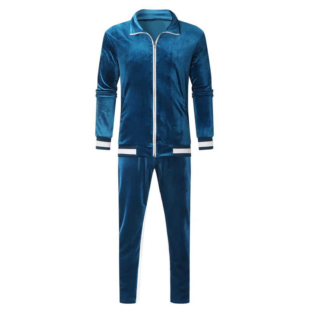 Conjunto Deportivo De Terciopelo Para Hombre, 2023 Conjunto Deportivo De Terciopelo Para Hombre 2 Piezas Invierno Cálido Chaqueta Con Cierre Completo Pantalones De Conjunto Deportivo Ropa Deportiva De Fitness Conjunto De Sudadera Y Jogger