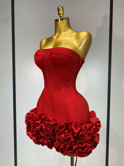 Floral Strapless 2-Piece Bodycon Mini Bandage Dress