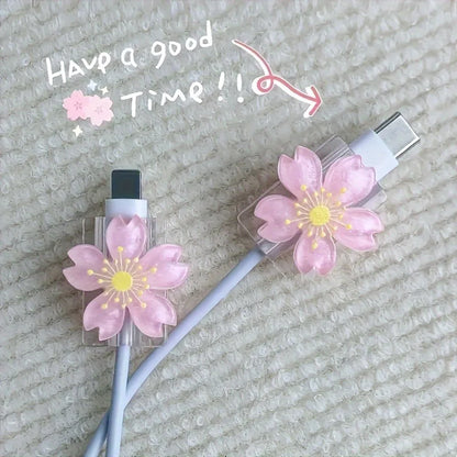 Cartoon Flower Cable Protectors – 2-Pack for iPhone Charger