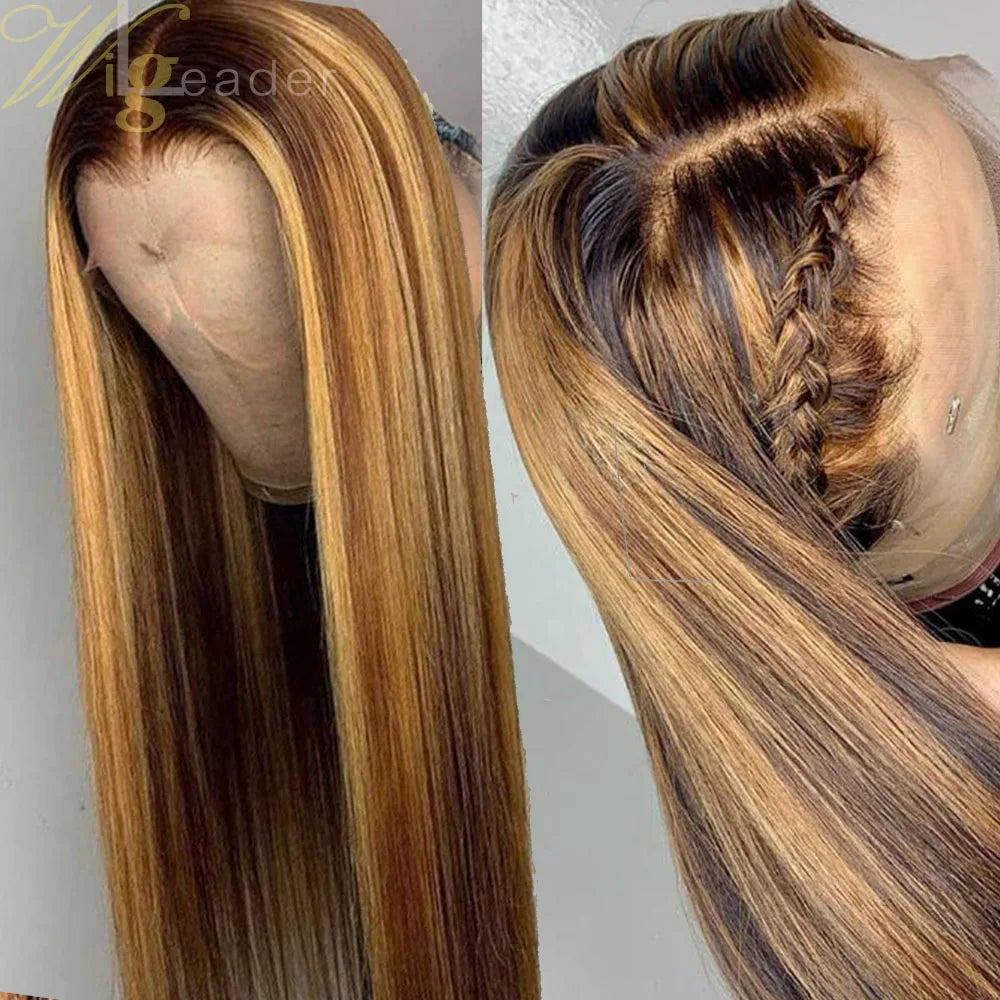 Preplucked Human Hair Lace Front Wig Highlight Straight 180% 13X6 Lace Frontal Wigs Curly Lace Frontal Wigs Swiss Lace