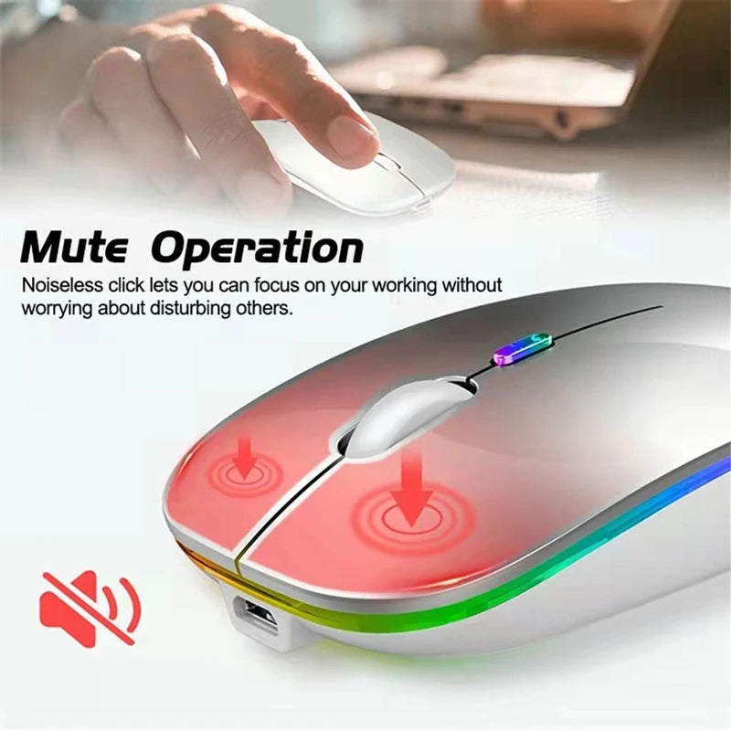 LED RGB Wireless Bluetooth Mouse – Rechargeable & Silent