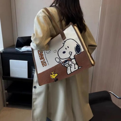 Snoopy & Woodstock Canvas Tote Bag – Large Capacity