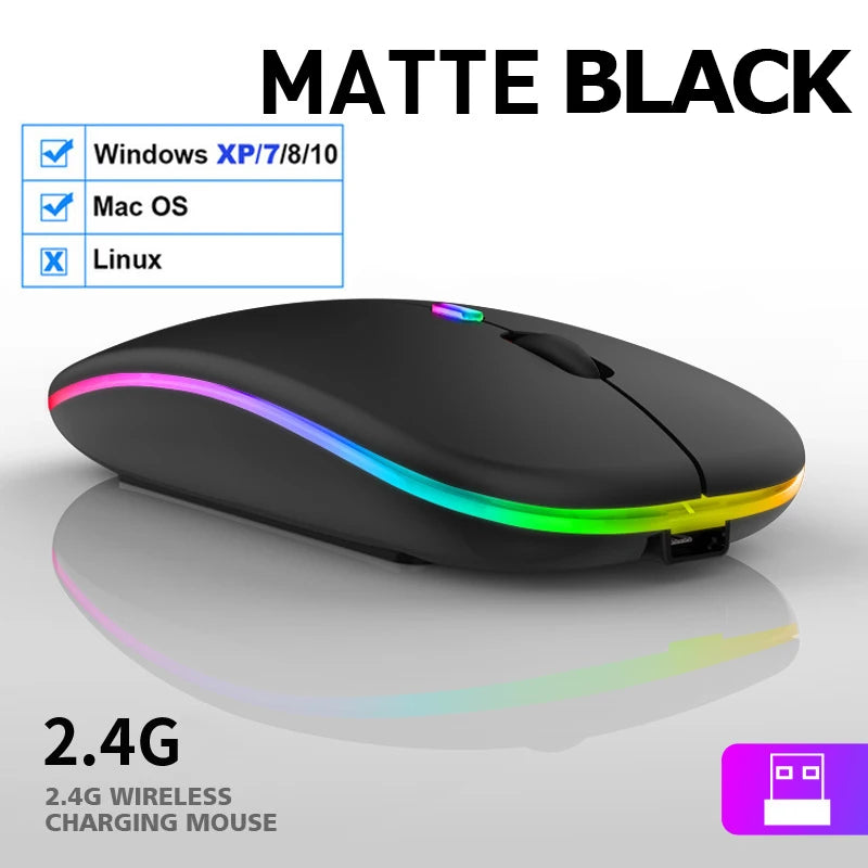 LED RGB Wireless Bluetooth Mouse – Rechargeable & Silent
