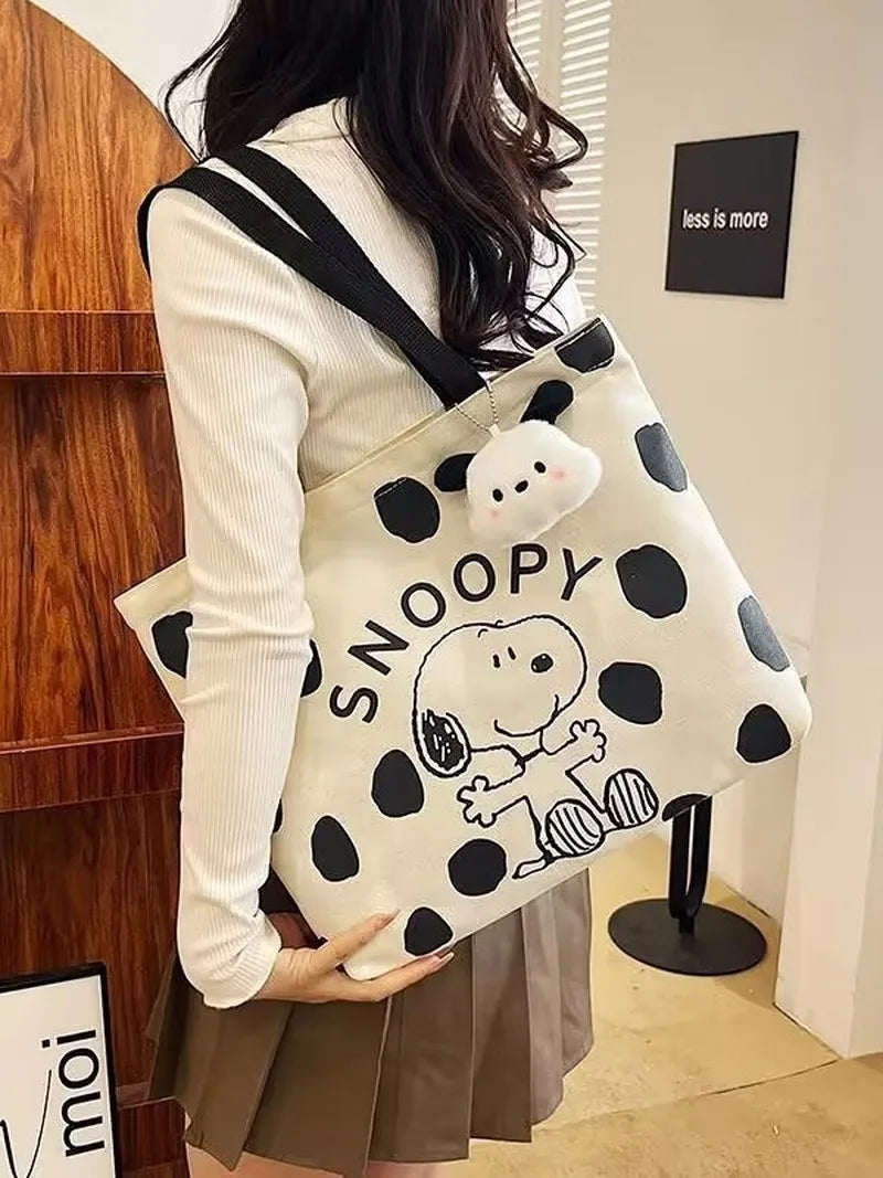 Snoopy Zipper Canvas Shoulder Bag – Large Capacity