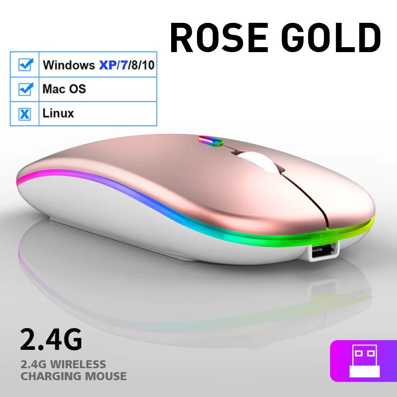 LED RGB Wireless Bluetooth Mouse – Rechargeable & Silent
