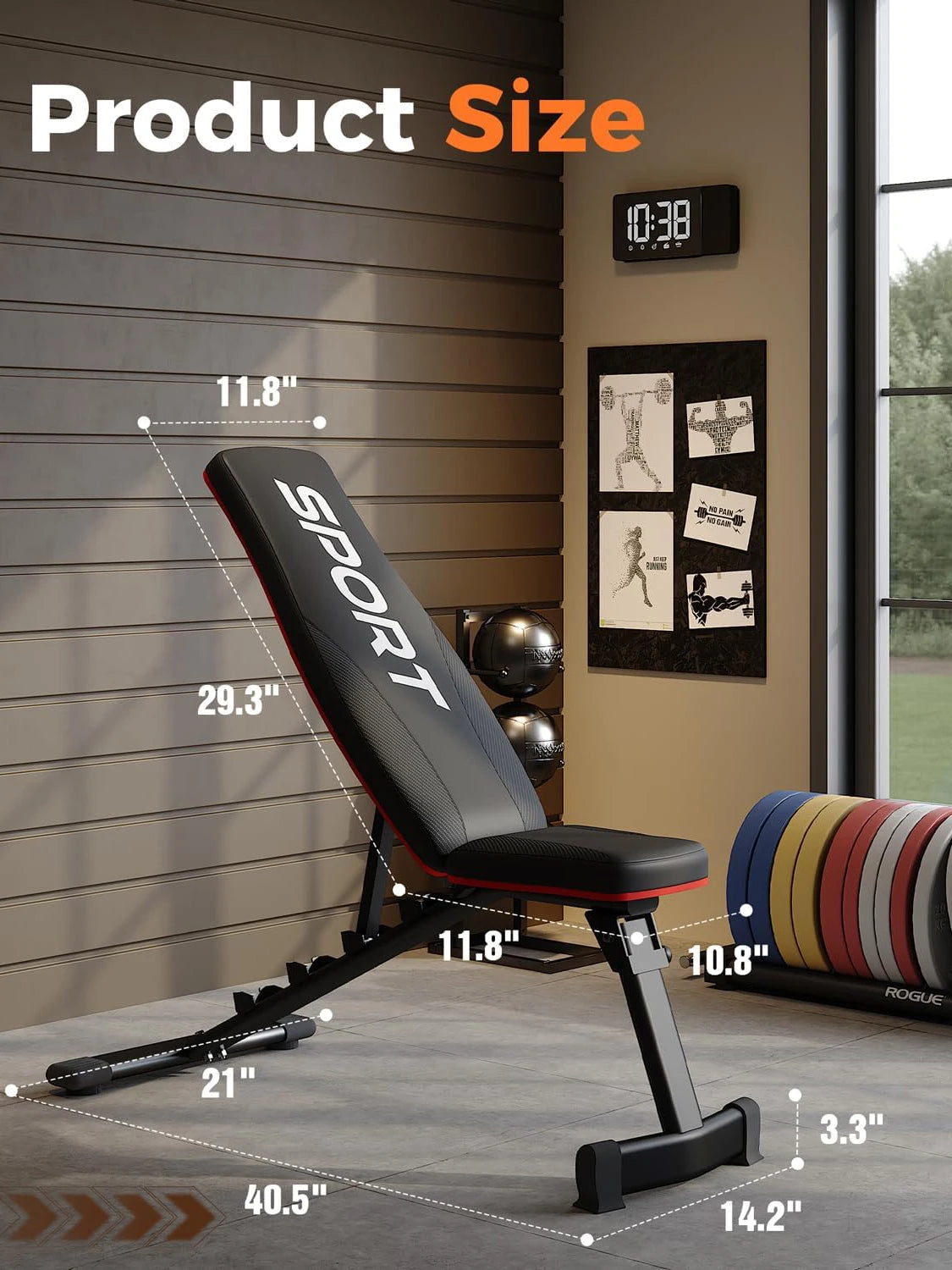 Foldable Incline Weight Bench – 5-Position Home Gym