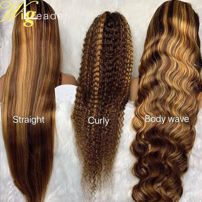 Preplucked Human Hair Lace Front Wig Highlight Straight 180% 13X6 Lace Frontal Wigs Curly Lace Frontal Wigs Swiss Lace
