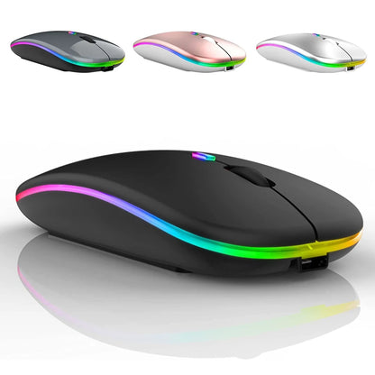 LED RGB Wireless Bluetooth Mouse – Rechargeable & Silent