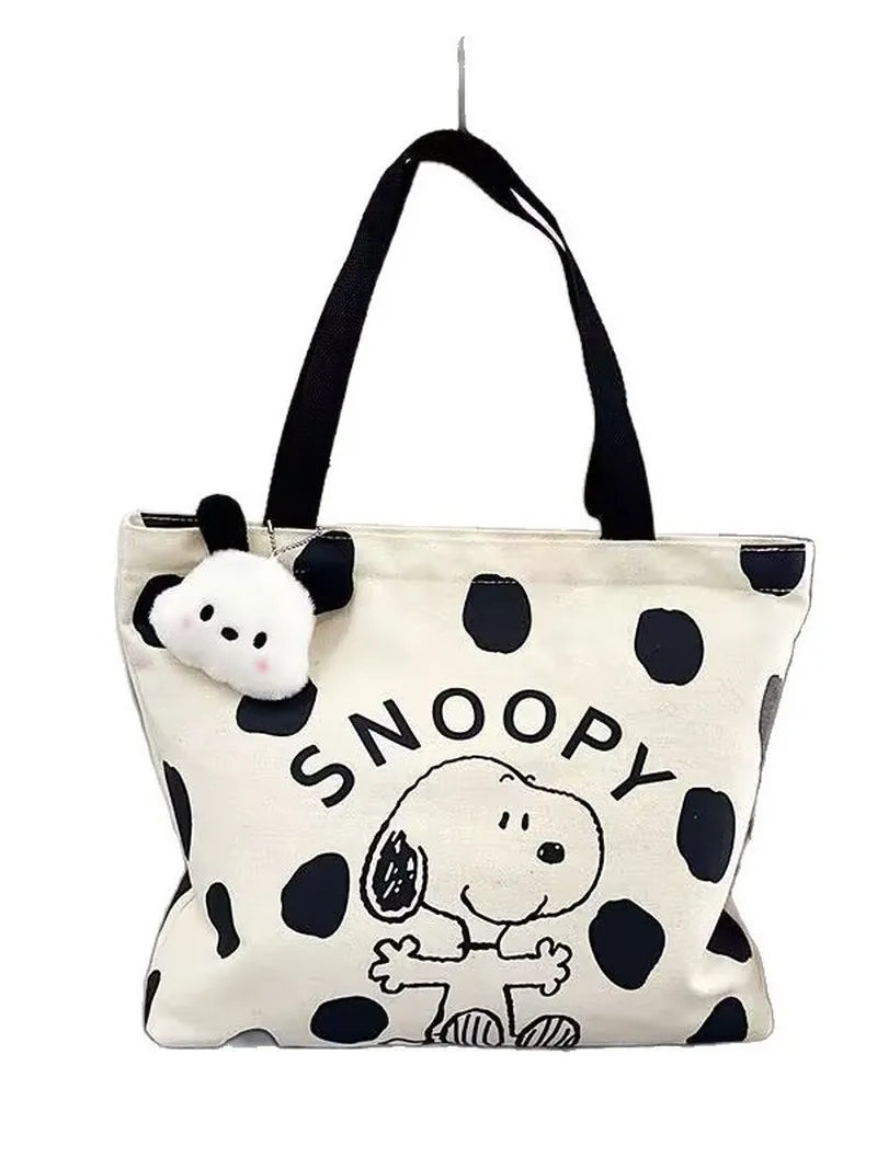 Snoopy Zipper Canvas Shoulder Bag – Large Capacity