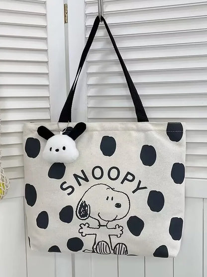 Snoopy Zipper Canvas Shoulder Bag – Large Capacity