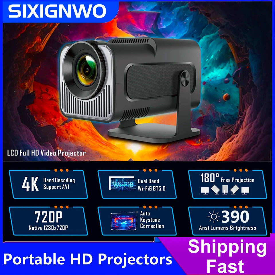 HY320 Portable Projector – 1080P, Android 11, WiFi 6