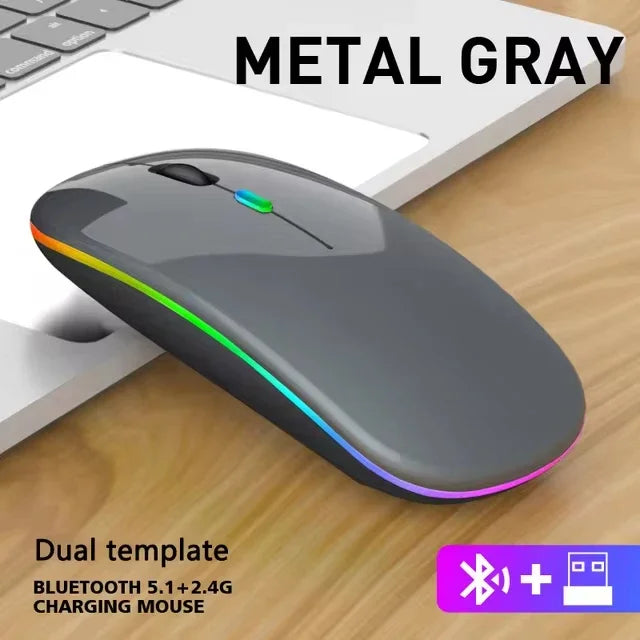 LED RGB Wireless Bluetooth Mouse – Rechargeable & Silent
