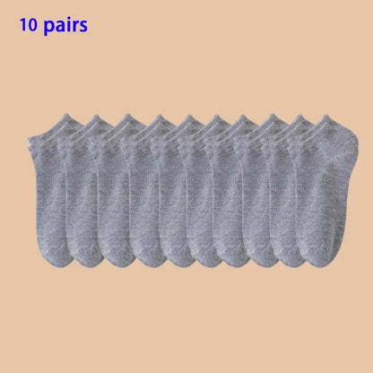 Unisex 40/20/10 Pairs of Solid Color Socks, Soft and Lightweight Ankle Socks, WOMEN'S Casual Boat Socks, Low Cut Ankle Socks