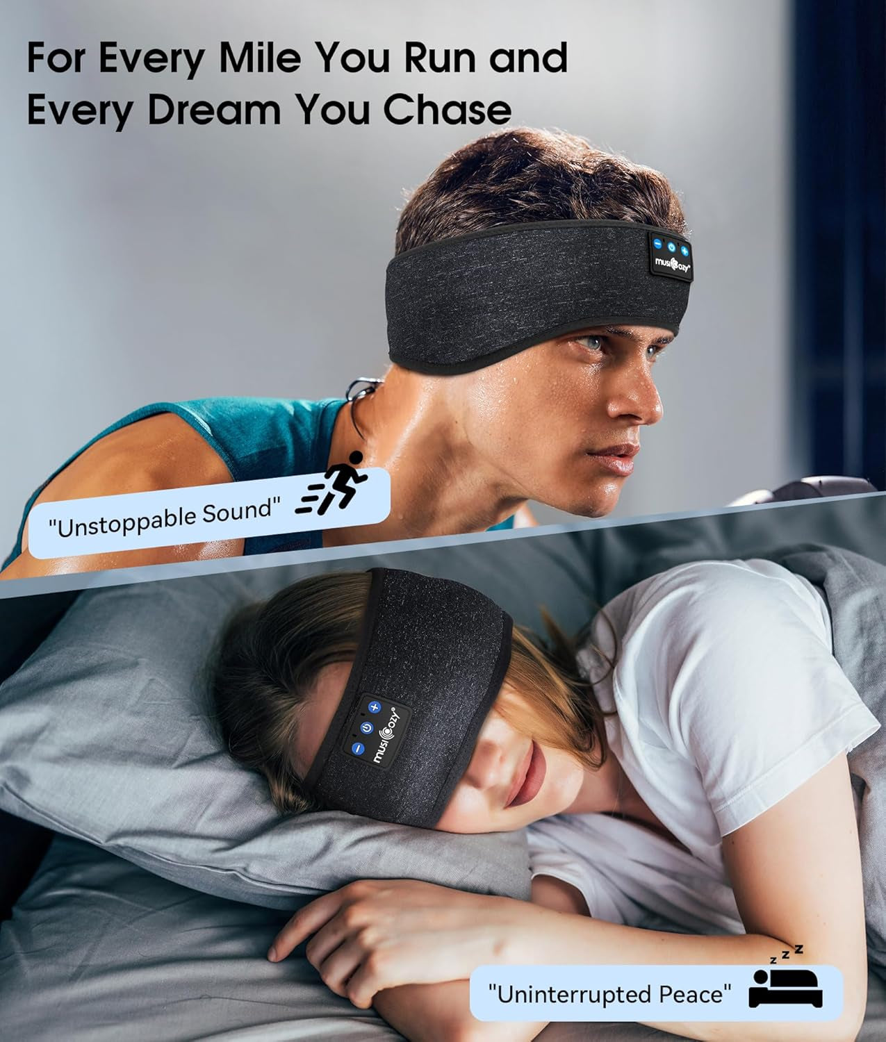 Sleep Headphones Bluetooth 5.4 Headband, Wireless Earphones Music Sleep Earbuds Sleeping Eye Mask with HD Stereo Speakers for Workout Running Travel Yoga, Ideal Gifts (Black)