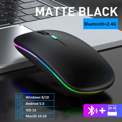 LED RGB Wireless Bluetooth Mouse – Rechargeable & Silent