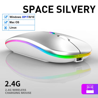 LED RGB Wireless Bluetooth Mouse – Rechargeable & Silent