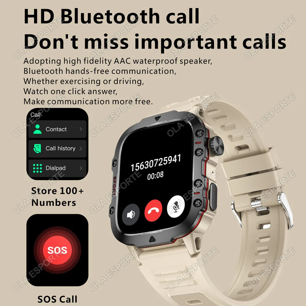 Men's Smartwatch with Flashlight & Bluetooth Calling