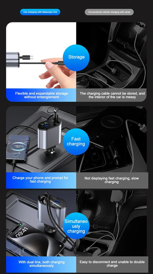 120W Fast Charge Car Charger Adapter