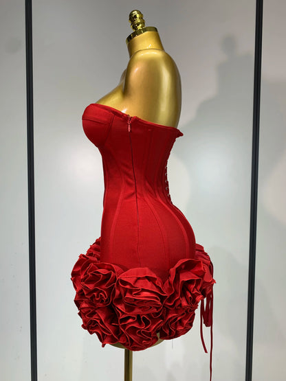 Floral Strapless 2-Piece Bodycon Mini Bandage Dress