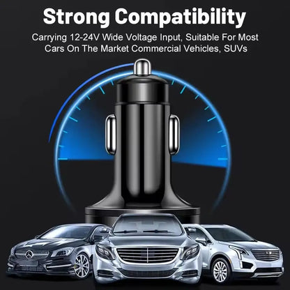 300W 6-Port Car Charger – USB-C PD & QC3.0 with Display