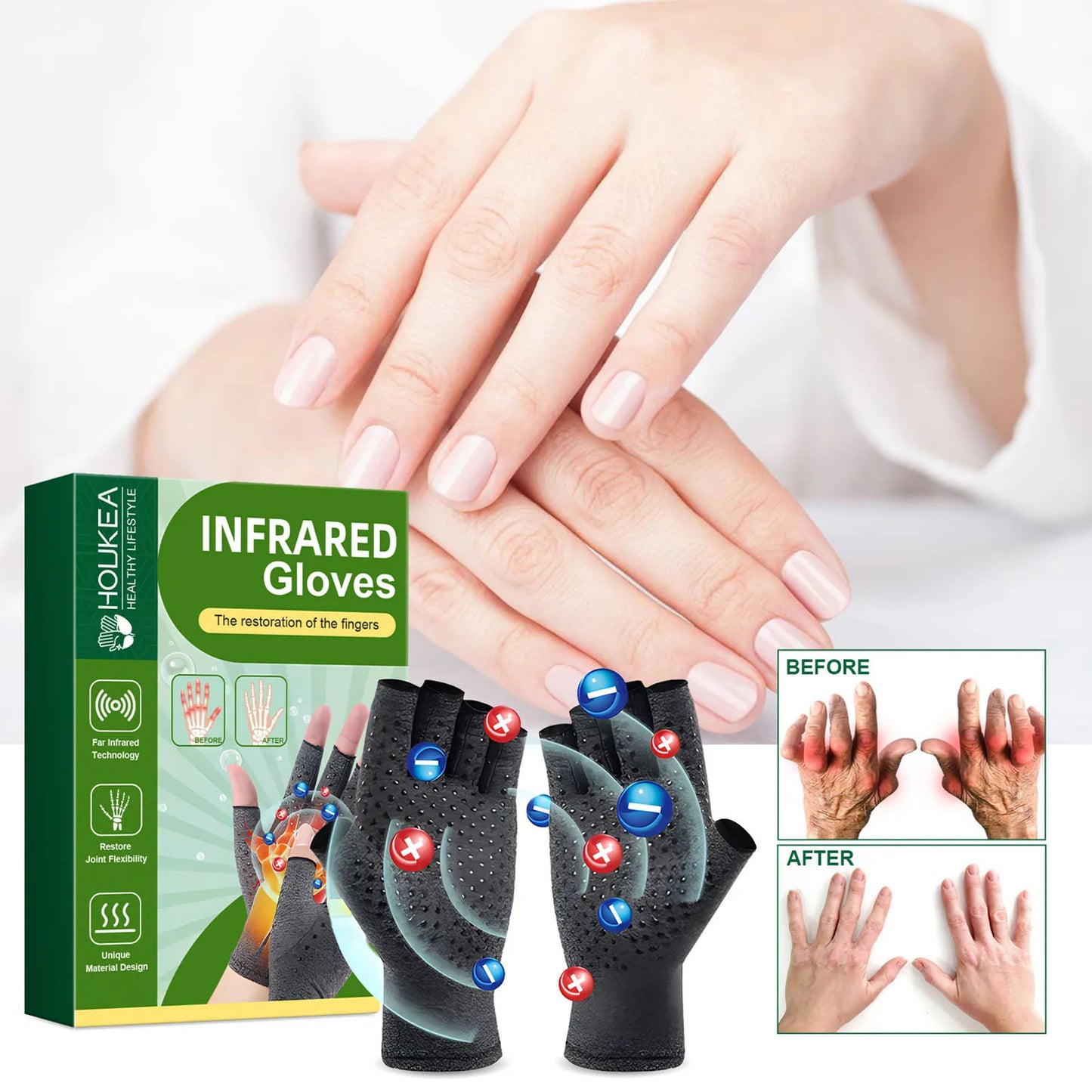 Compression Arthritis Gloves – Half Finger Wrist Support