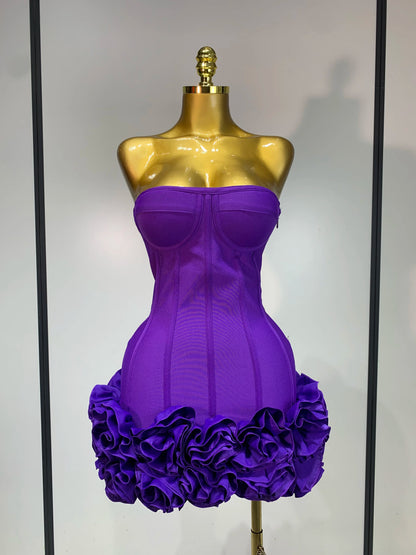 Floral Strapless 2-Piece Bodycon Mini Bandage Dress