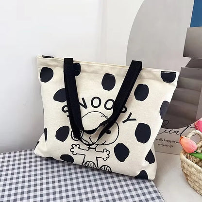 Snoopy Zipper Canvas Shoulder Bag – Large Capacity