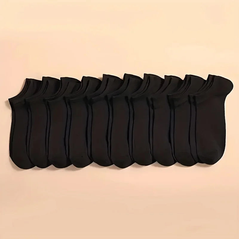 Unisex 40/20/10 Pairs of Solid Color Socks, Soft and Lightweight Ankle Socks, WOMEN'S Casual Boat Socks, Low Cut Ankle Socks