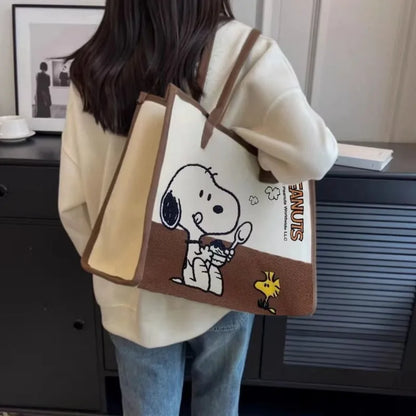 Snoopy & Woodstock Canvas Tote Bag – Large Capacity
