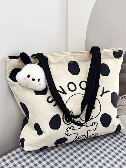 Snoopy Zipper Canvas Shoulder Bag – Large Capacity
